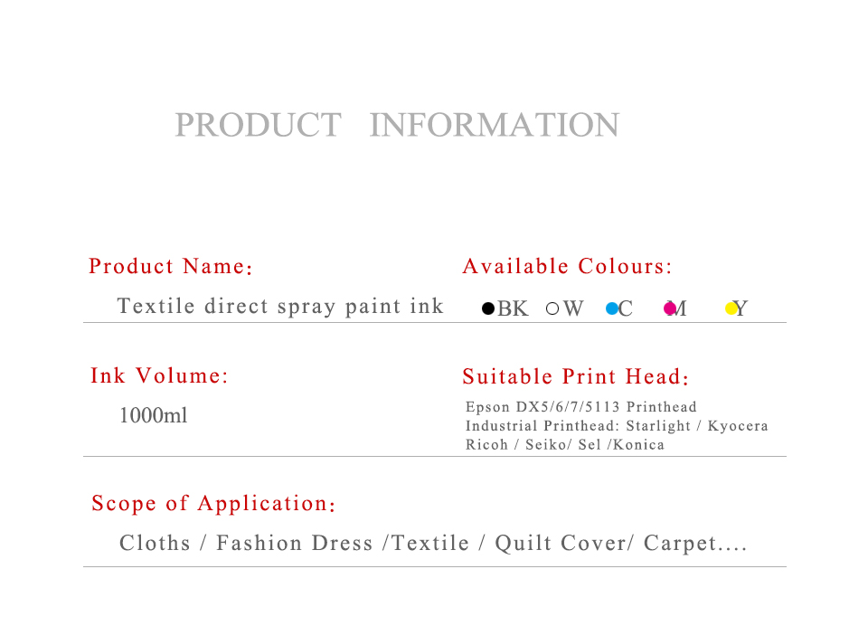 26 Textile Direct Injection Coating Ink